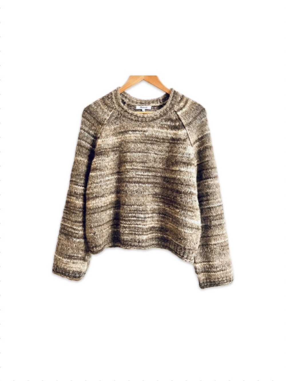 Madewell Space-Dyed Kersdale Pullover Sweater Marled Chocolate Stripe